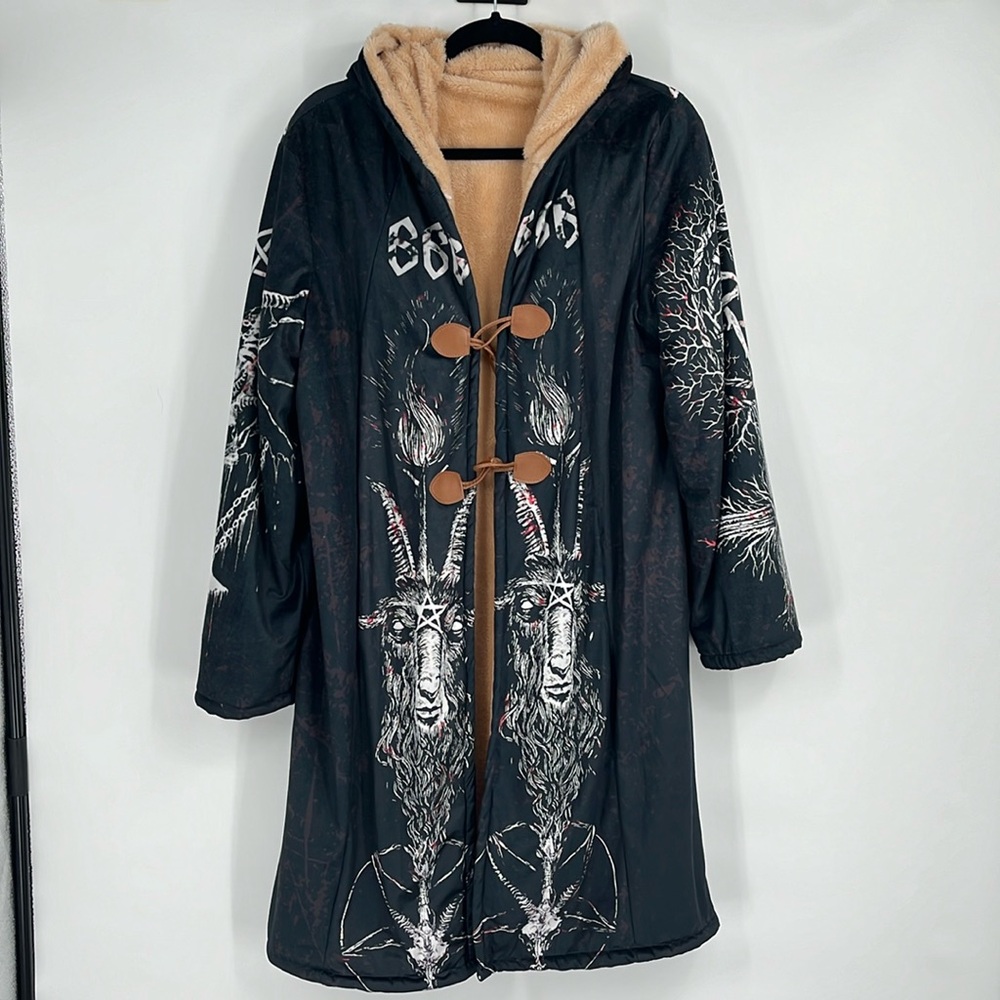 Baphomet Satanic Long Fuzzy Jacket